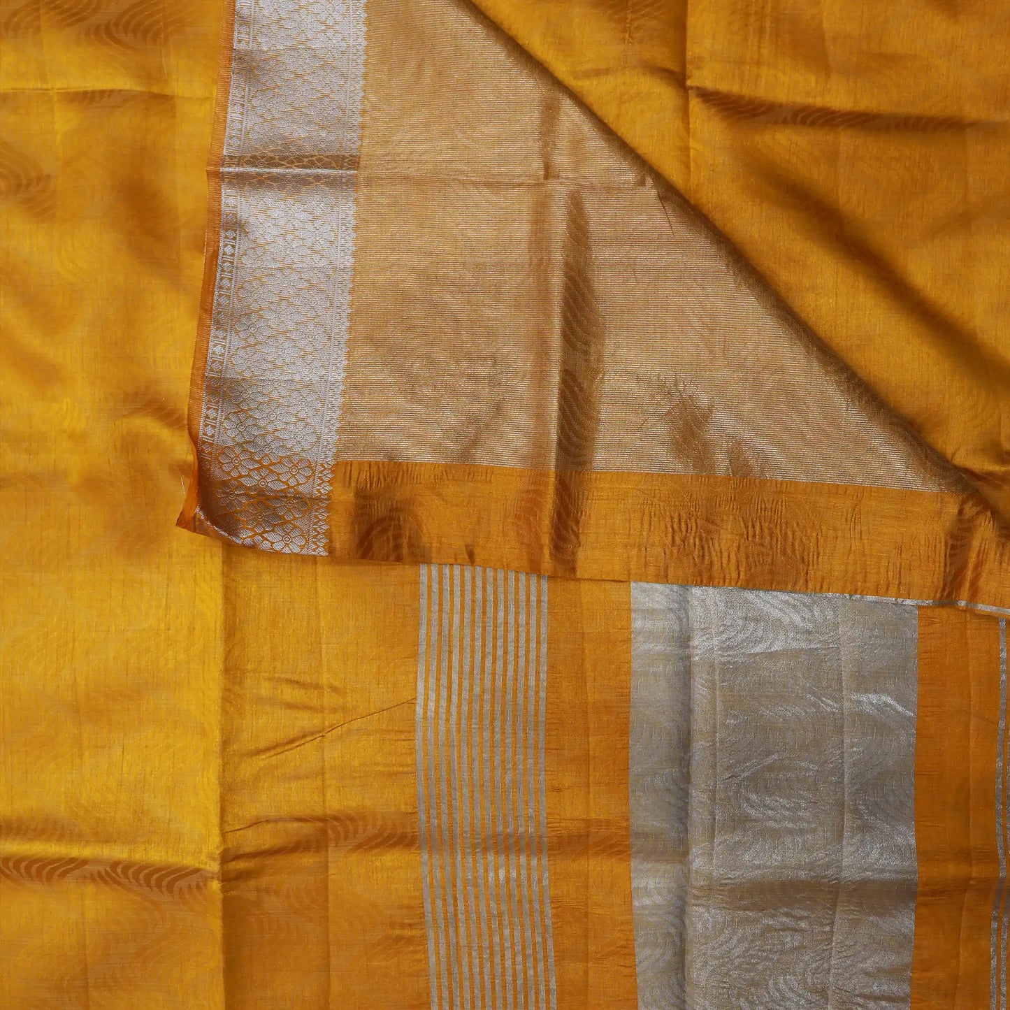 Yellow and Silver Color Fancy Saree