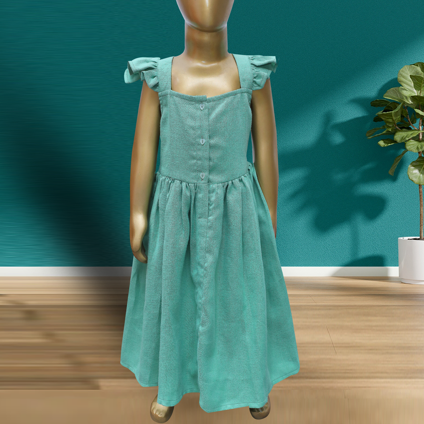 Pinafore dress blue-green shade