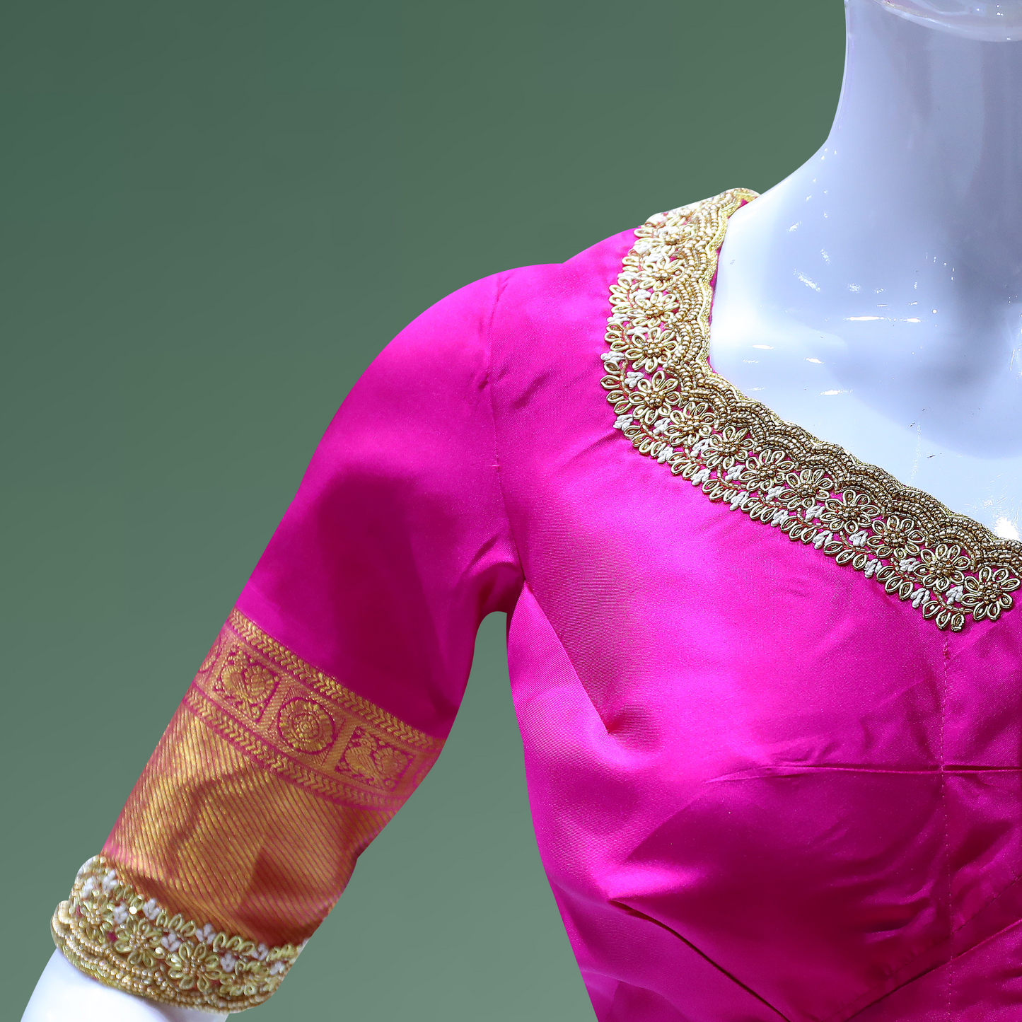 Pink Maggam Work Blouse