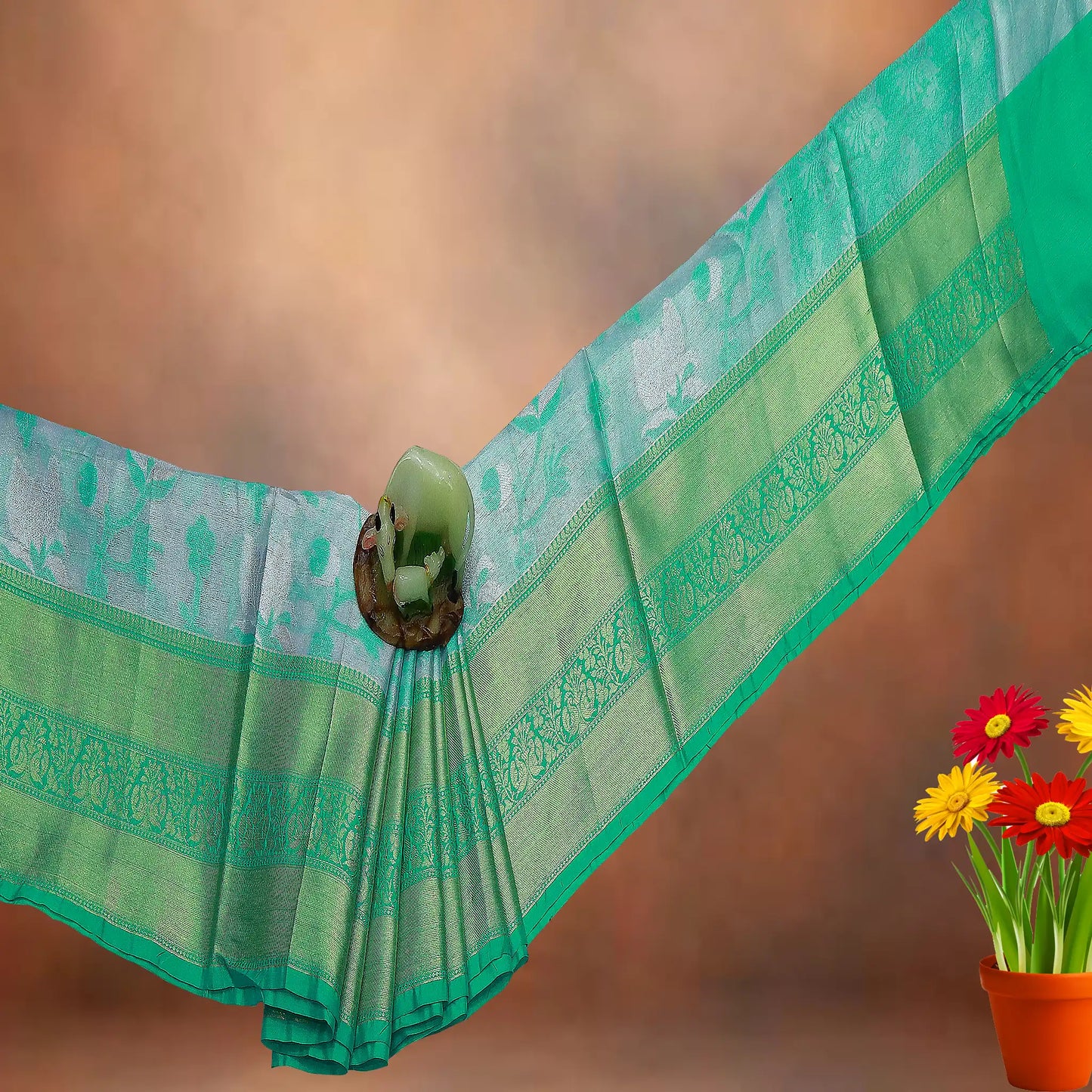 Block Blue and Gold Color Fancy Saree | Saree 1