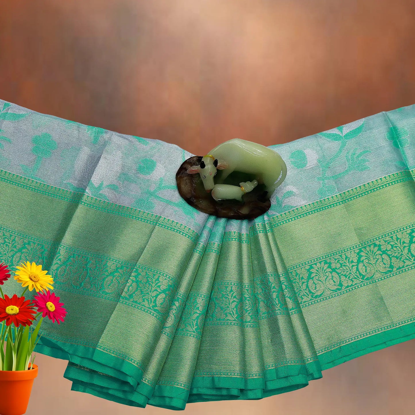 Block Blue and Gold Color Fancy Saree | Saree 1