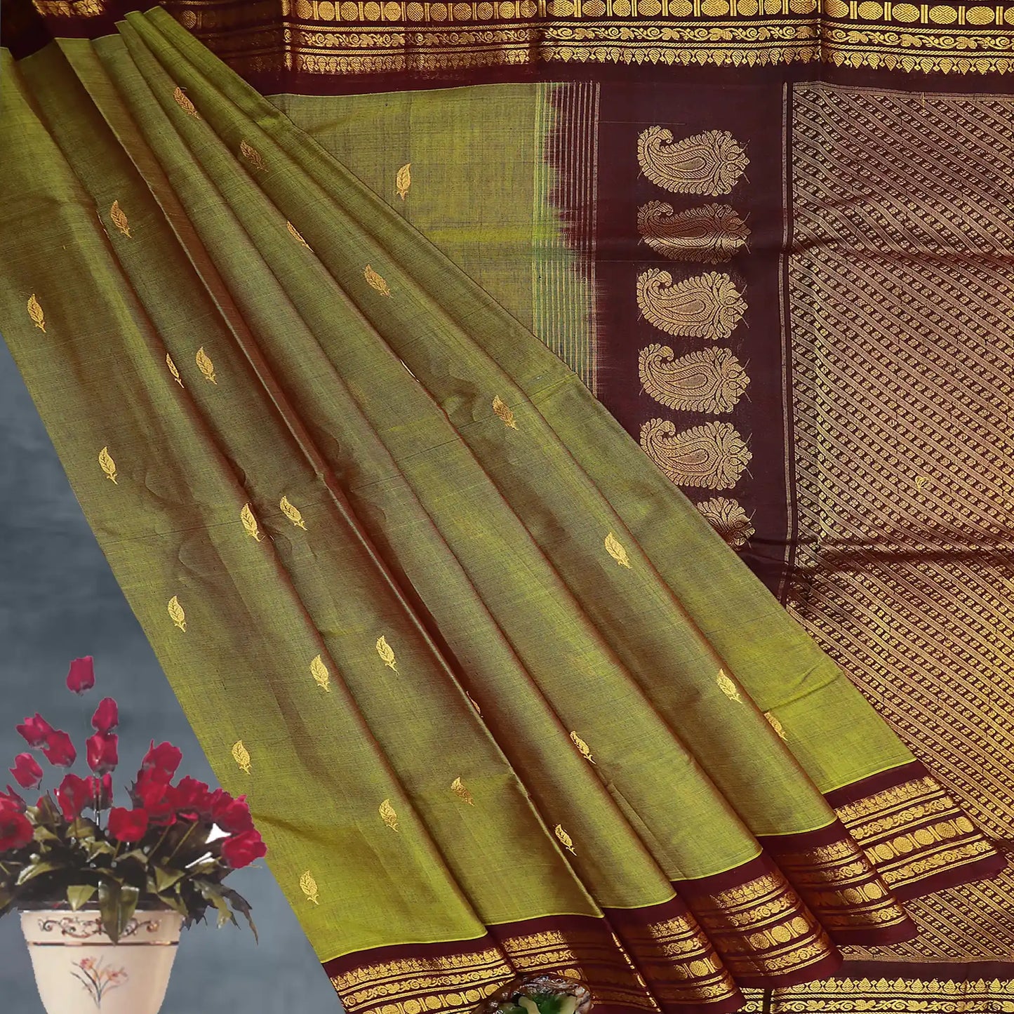 Dark Burgundy Color Gadwal Saree | Gadwal3