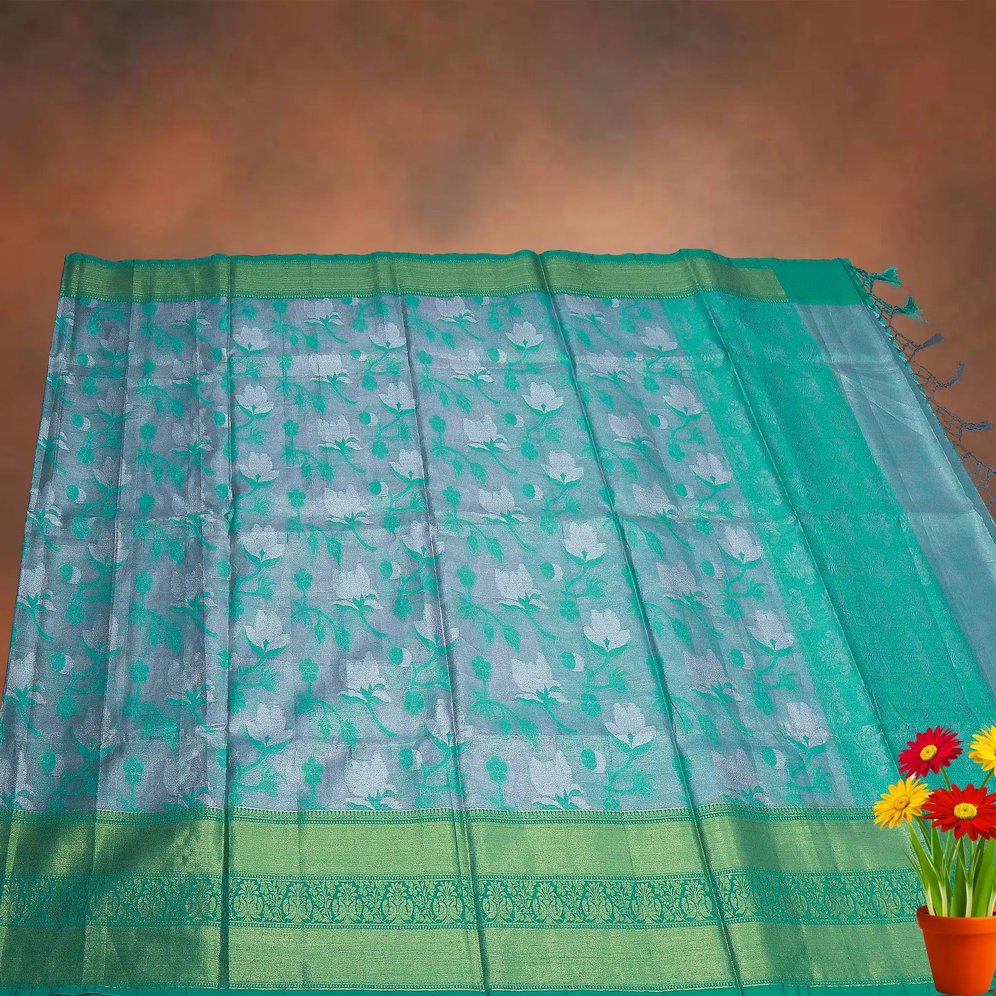 Block Blue and Gold Color Fancy Saree | Saree 1