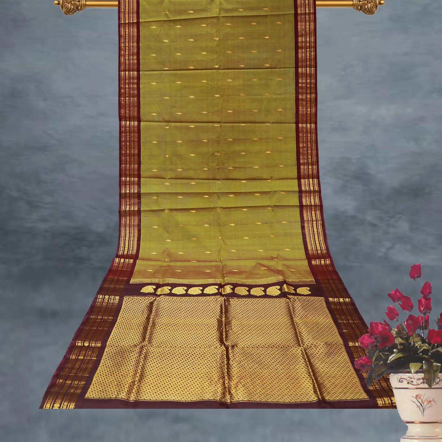 Dark Burgundy Color Gadwal Saree | Gadwal3