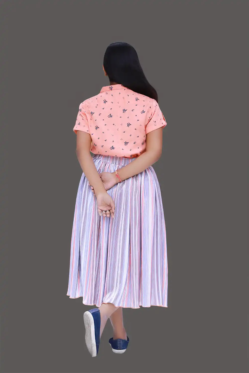 Orange Polka Dot Print Top & Midi Skirt | Orage Midi Skirt