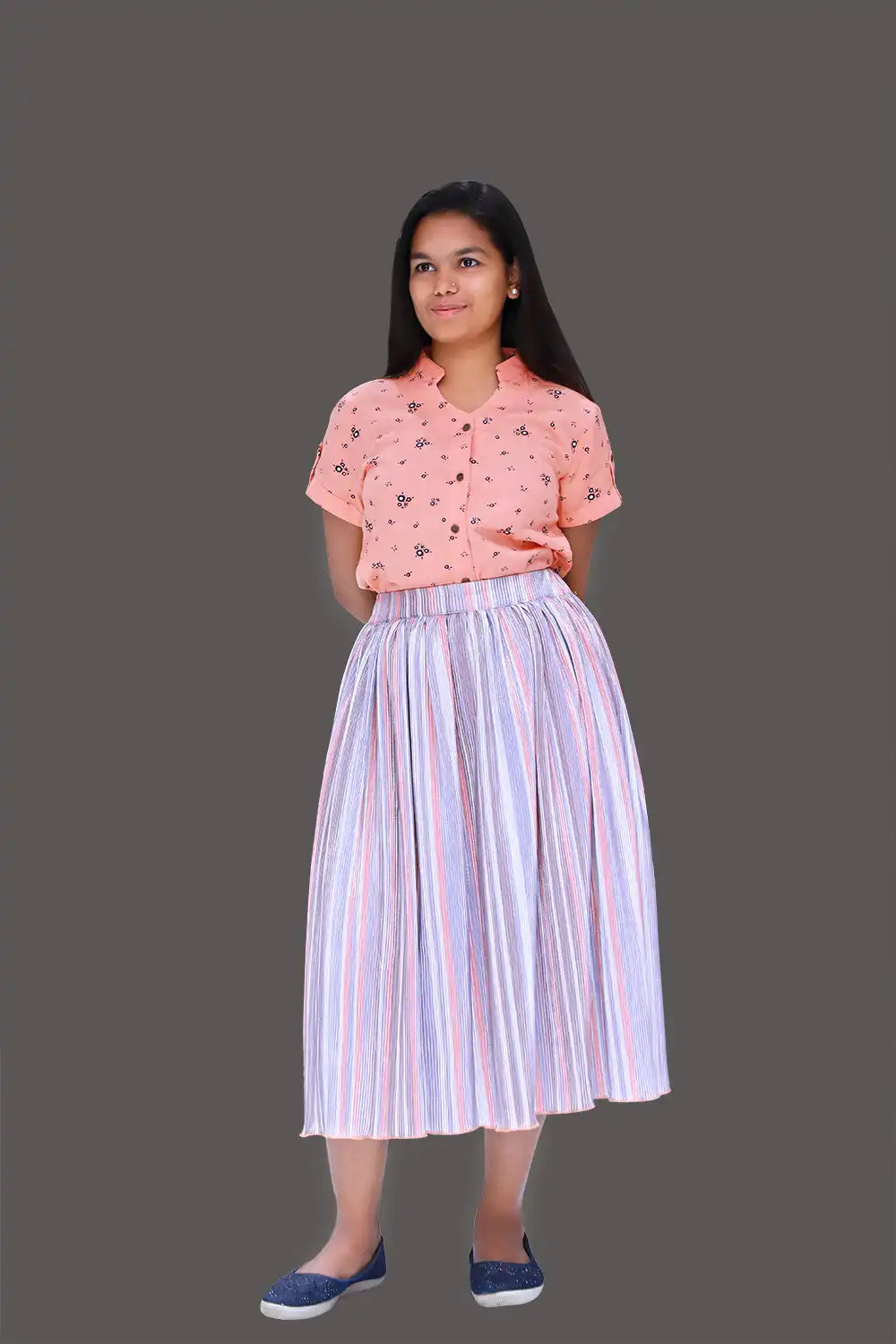 Orange Polka Dot Print Top & Midi Skirt | Orage Midi Skirt