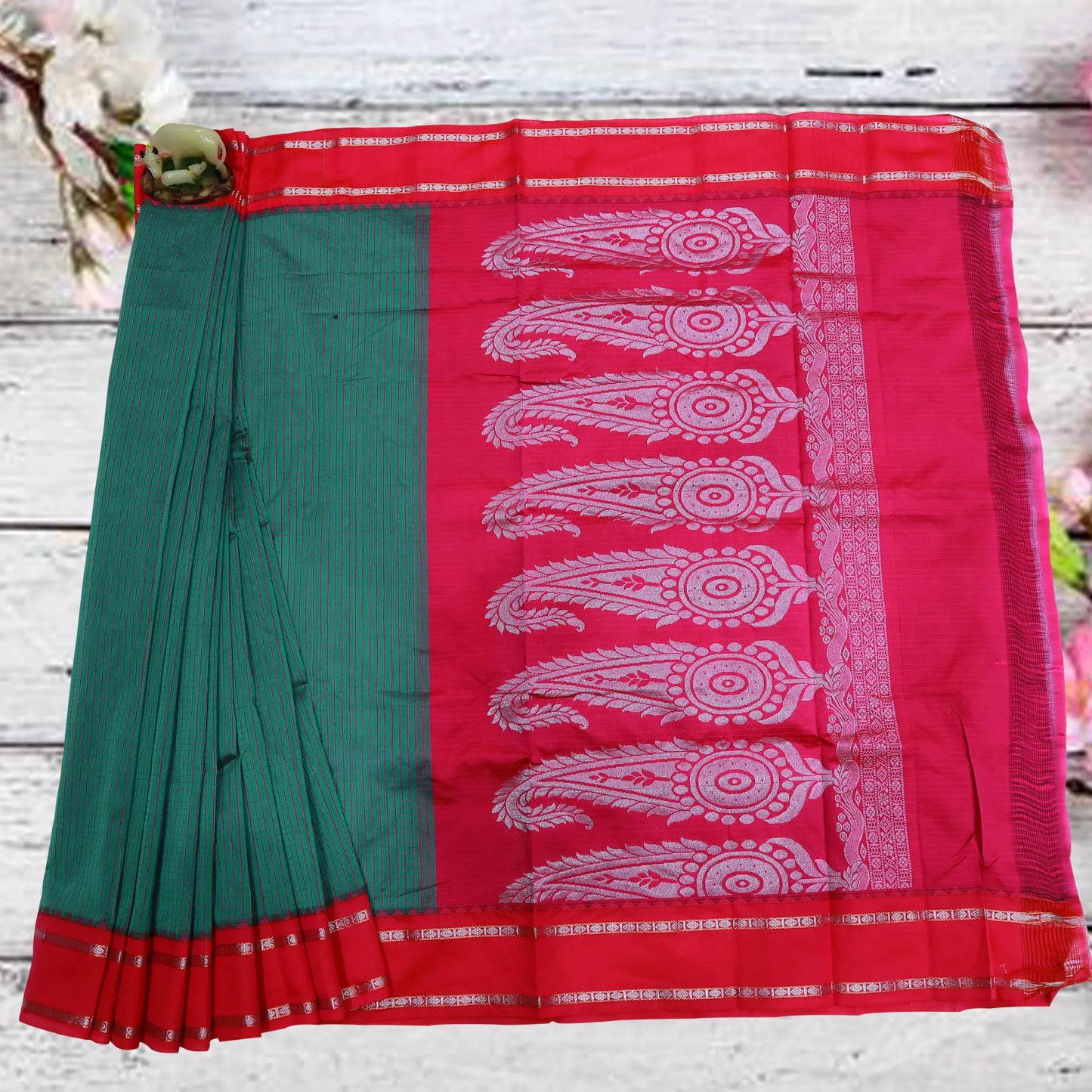 Green and Pink Checks Gadwal Saree | Saree 15