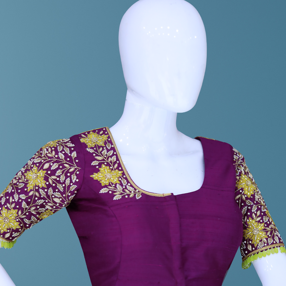Purple maggam work blouse