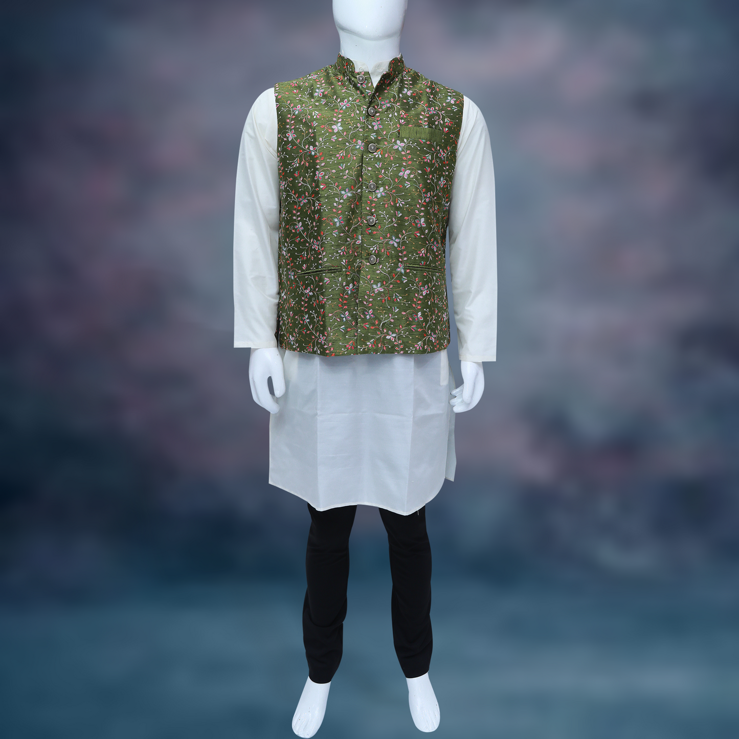 Kurta With Pyjama With Nehru Jacket