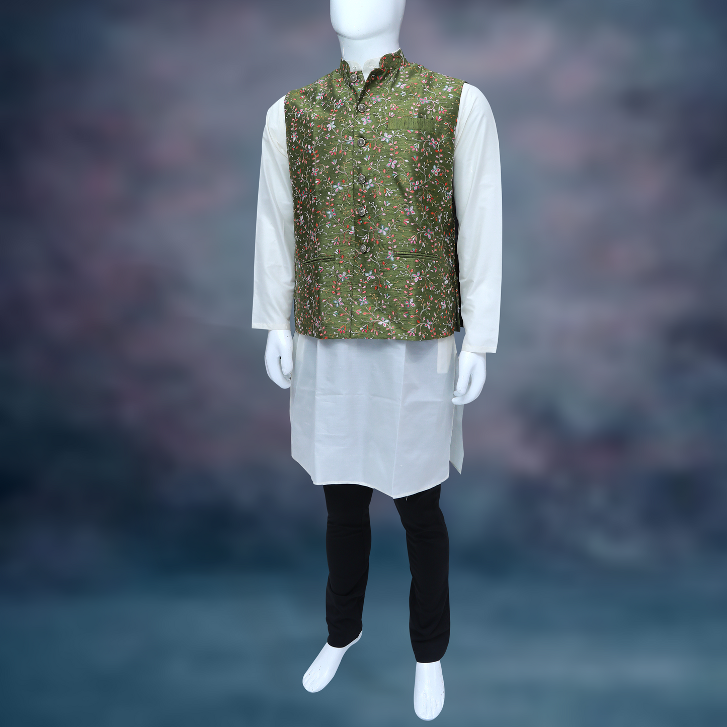 Kurta With Pyjama With Nehru Jacket