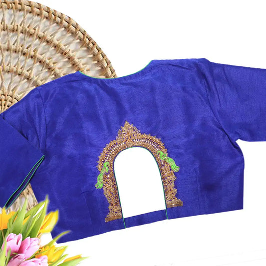 Artistry Unleashed: Designer Blouse Inspired by Thiruvatchi Arch with Exquisite Maggam Handicrafts Work | Heavy Maggam Work