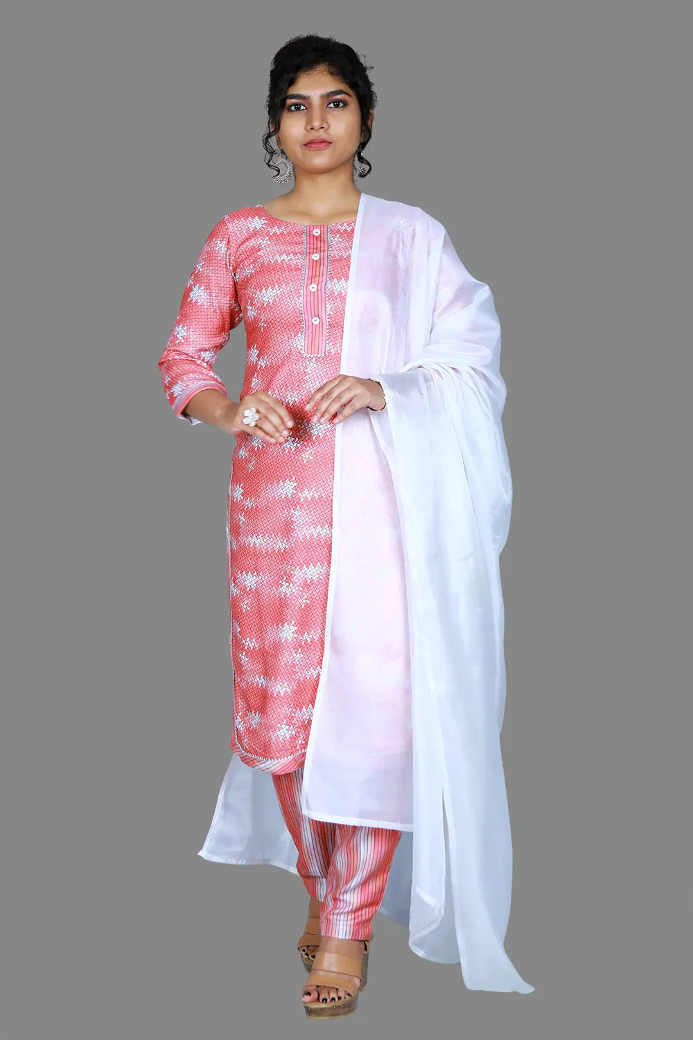 Round Neck Straight Fit Ethnic Kurti Set | S3SKD1080