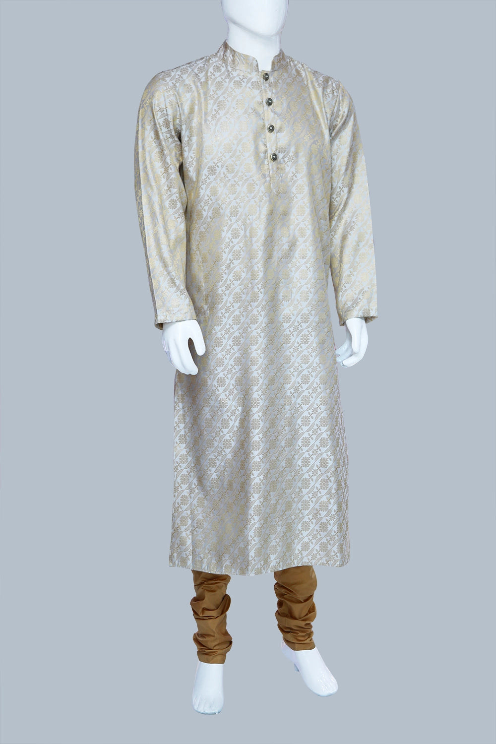 Cream Colored Banaras Kurta Pyjama Set | Cream Kurta Set