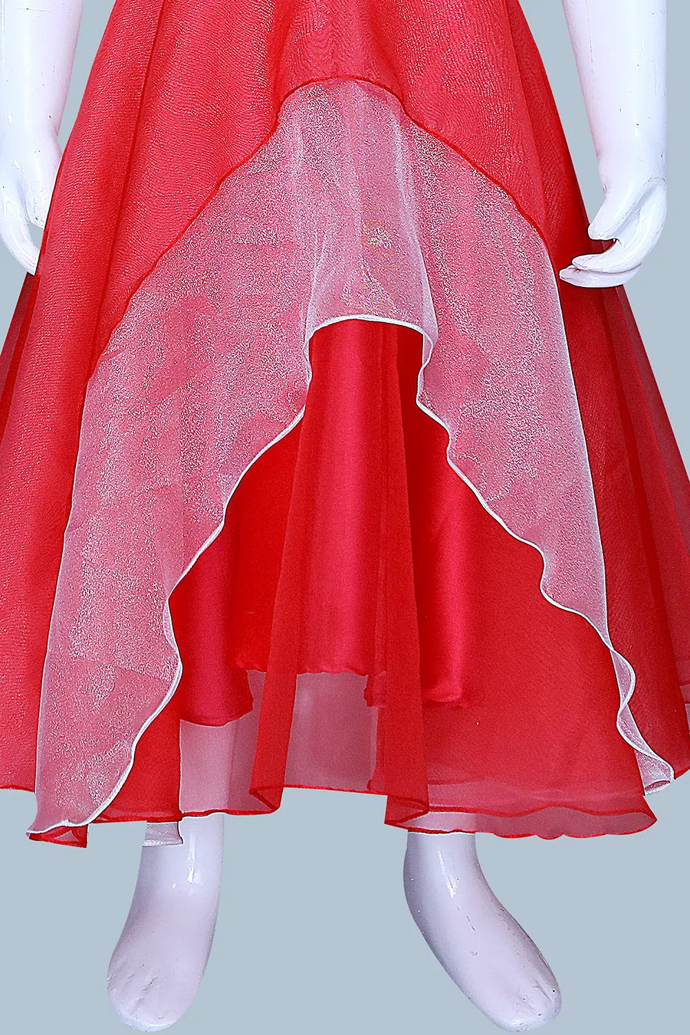 Red Organza Girls Party/Festive Wear Dresss | Red Organza