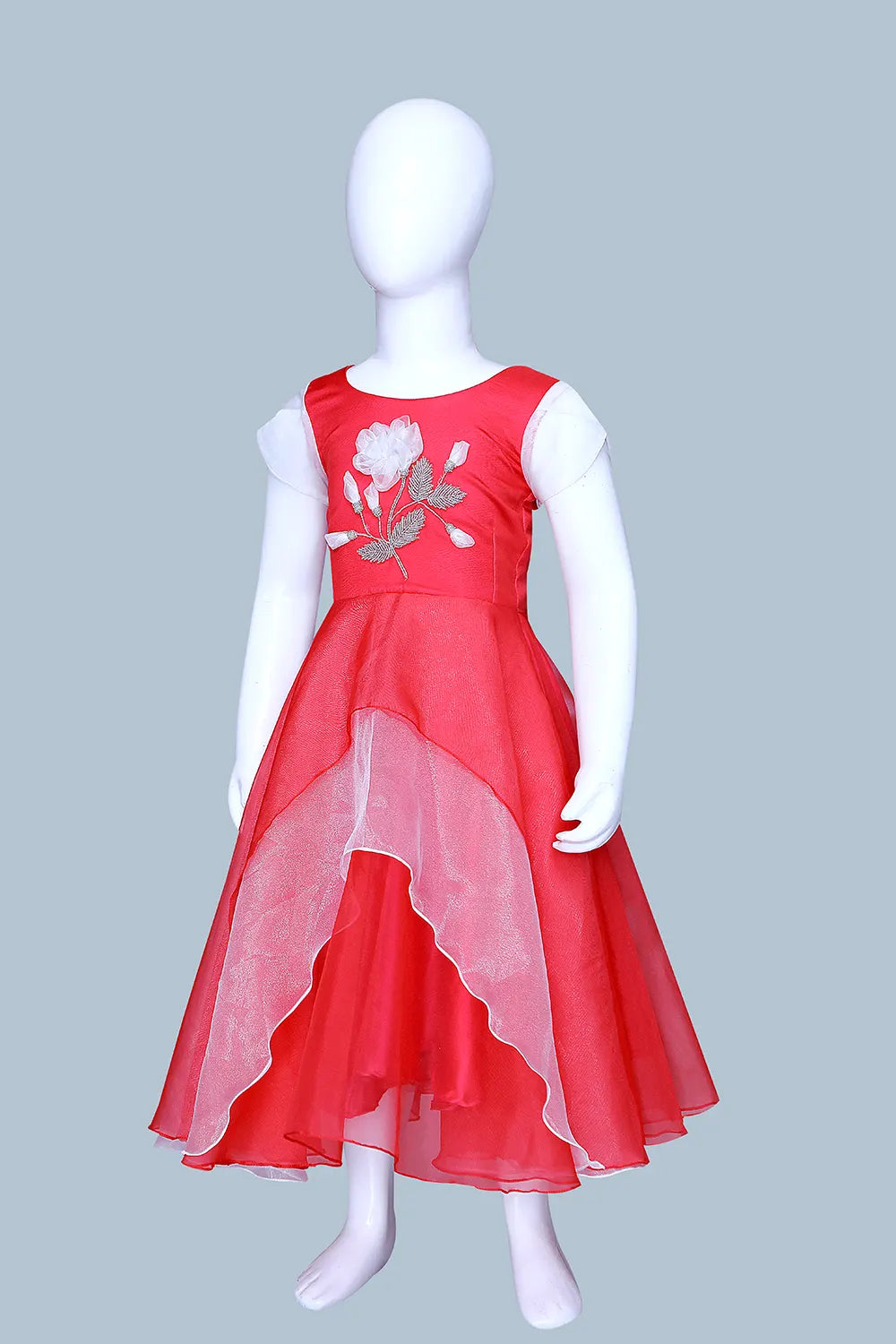 Red Organza Girls Party/Festive Wear Dresss | Red Organza