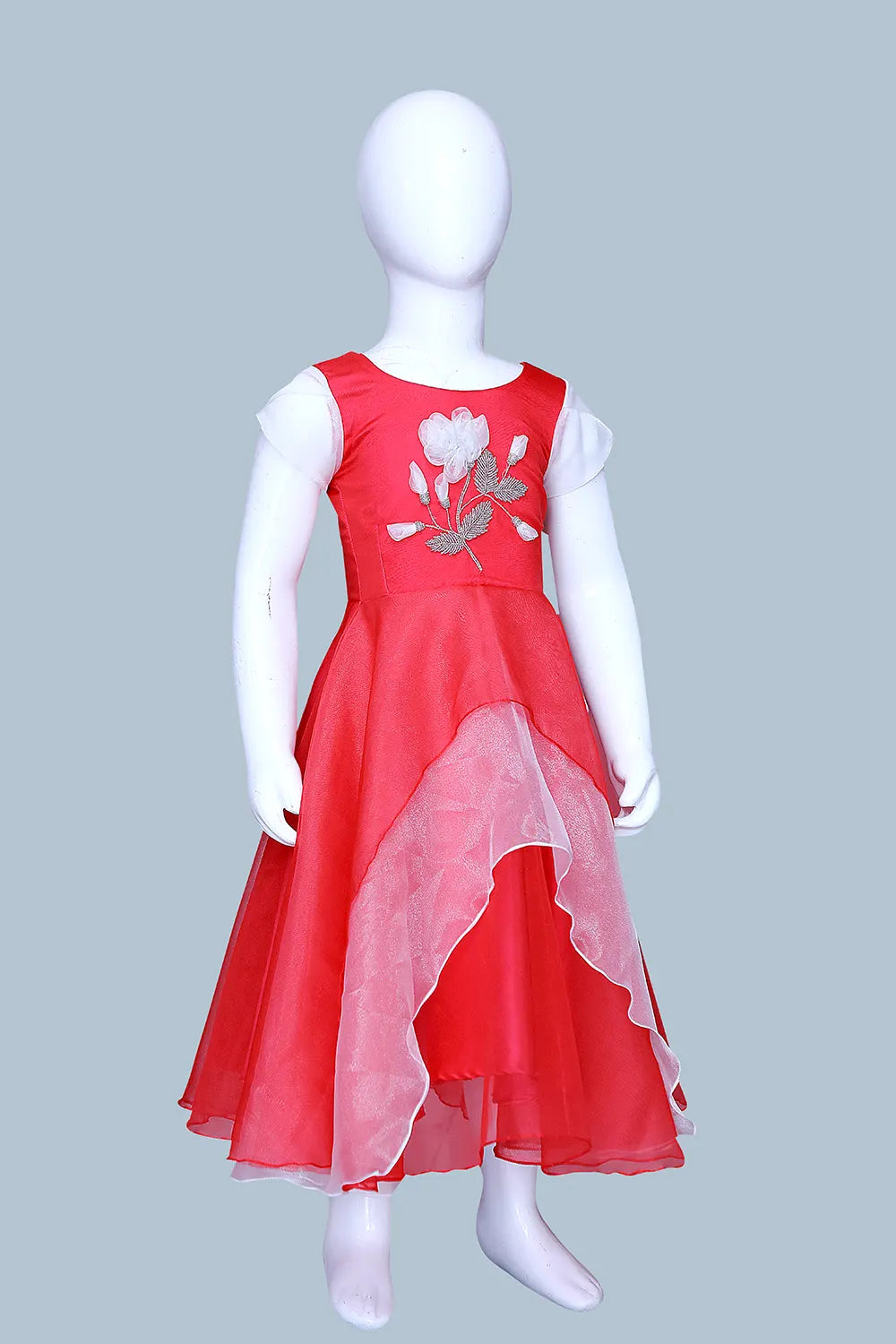 Red Organza Girls Party/Festive Wear Dresss | Red Organza