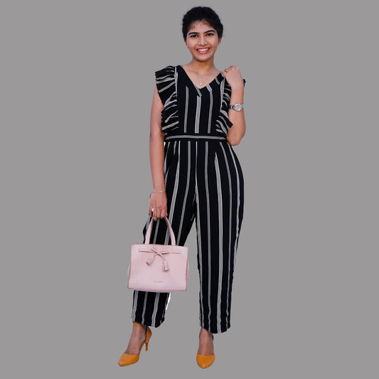 Striped Women Jumpsuit (black) | S3JS367