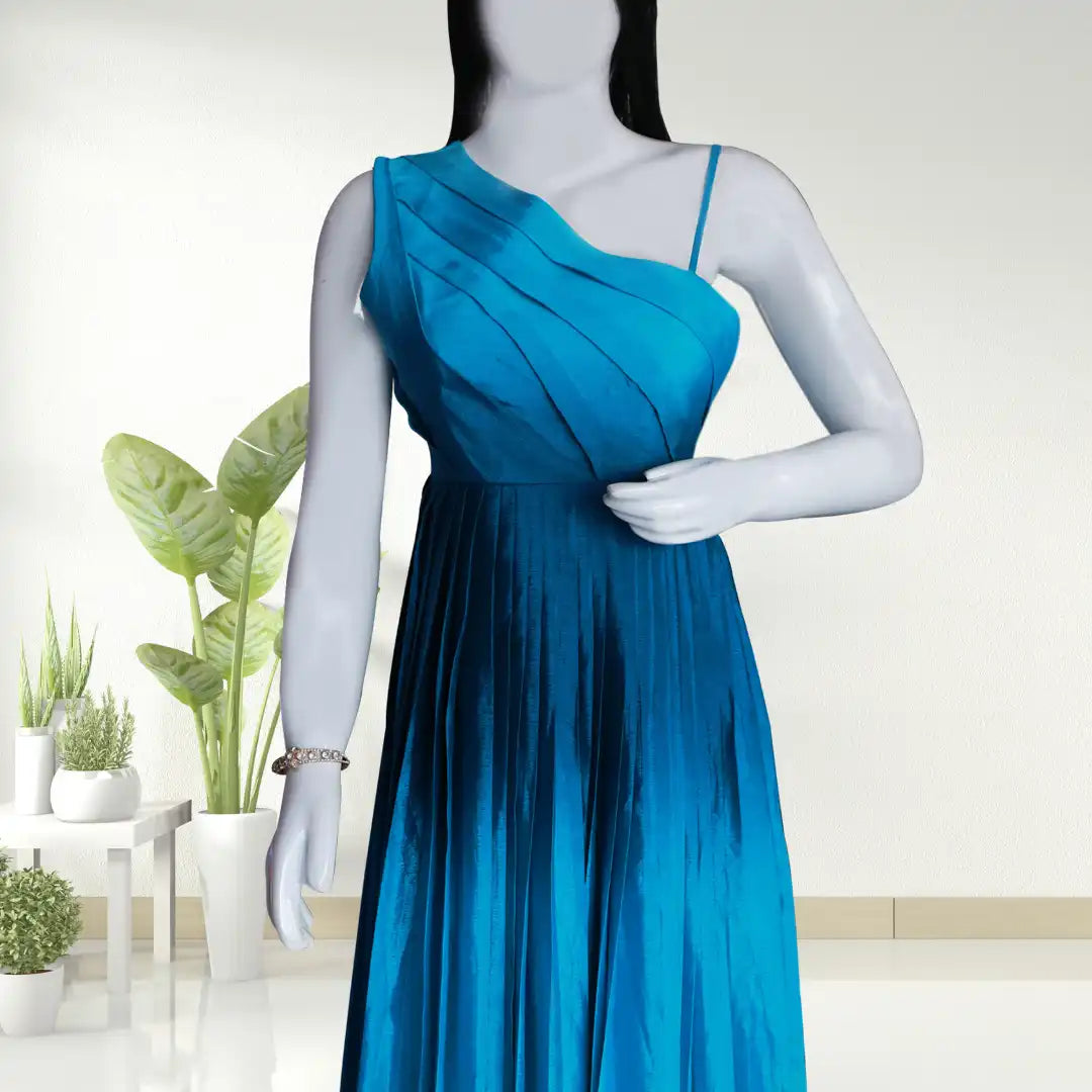 One Side Cold Shoulder Ombre Printed Gown | S3G1132