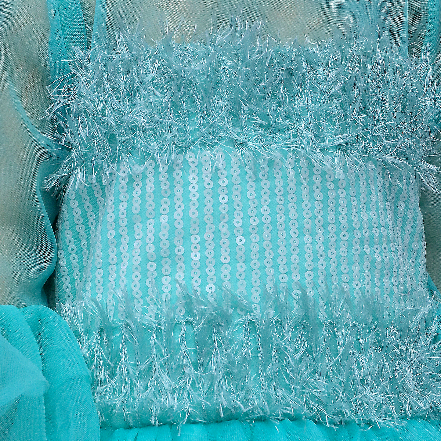 Sky Blue full length netted baby girl dress