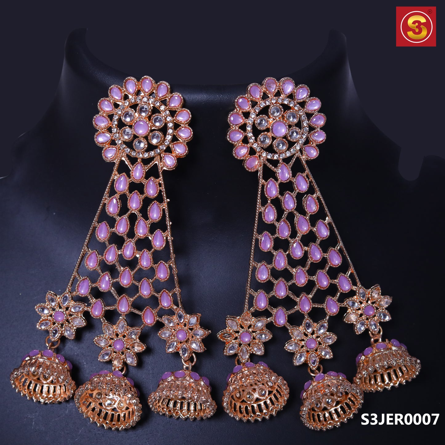 Antique Diamond-Shaped Jhumar EarRings (S3JER0007)