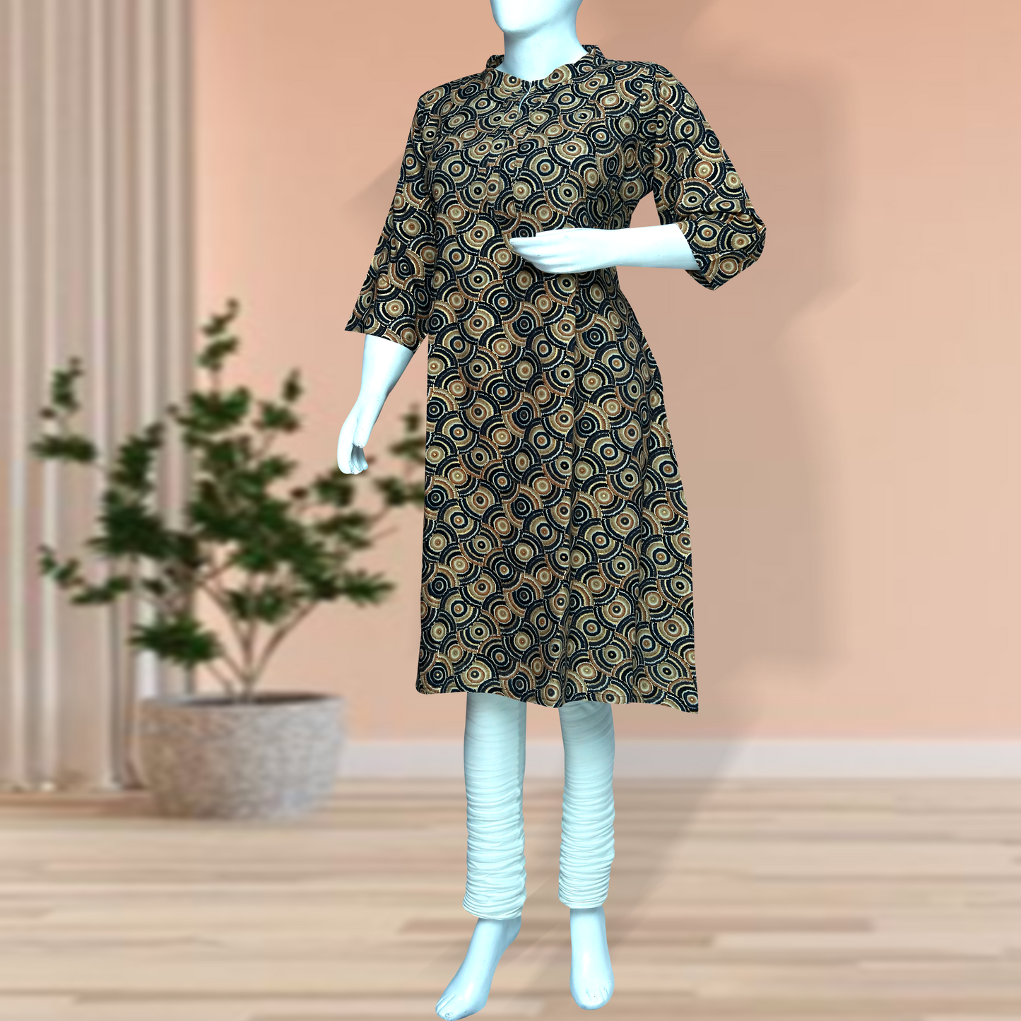 Spiral Printed A-Line Kurthi – Effortless Grace & Style