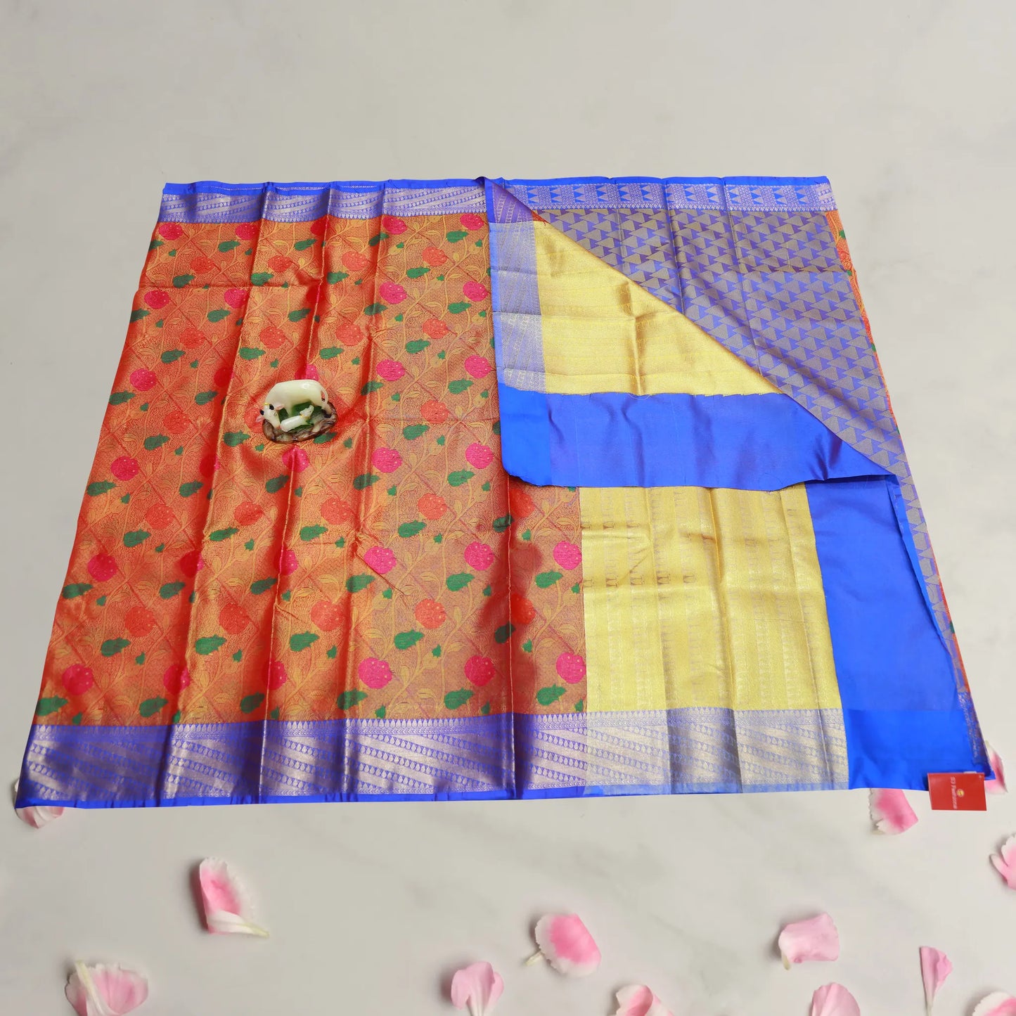 Traditional Red and Blue Gadwal Silk Saree β Shop Now