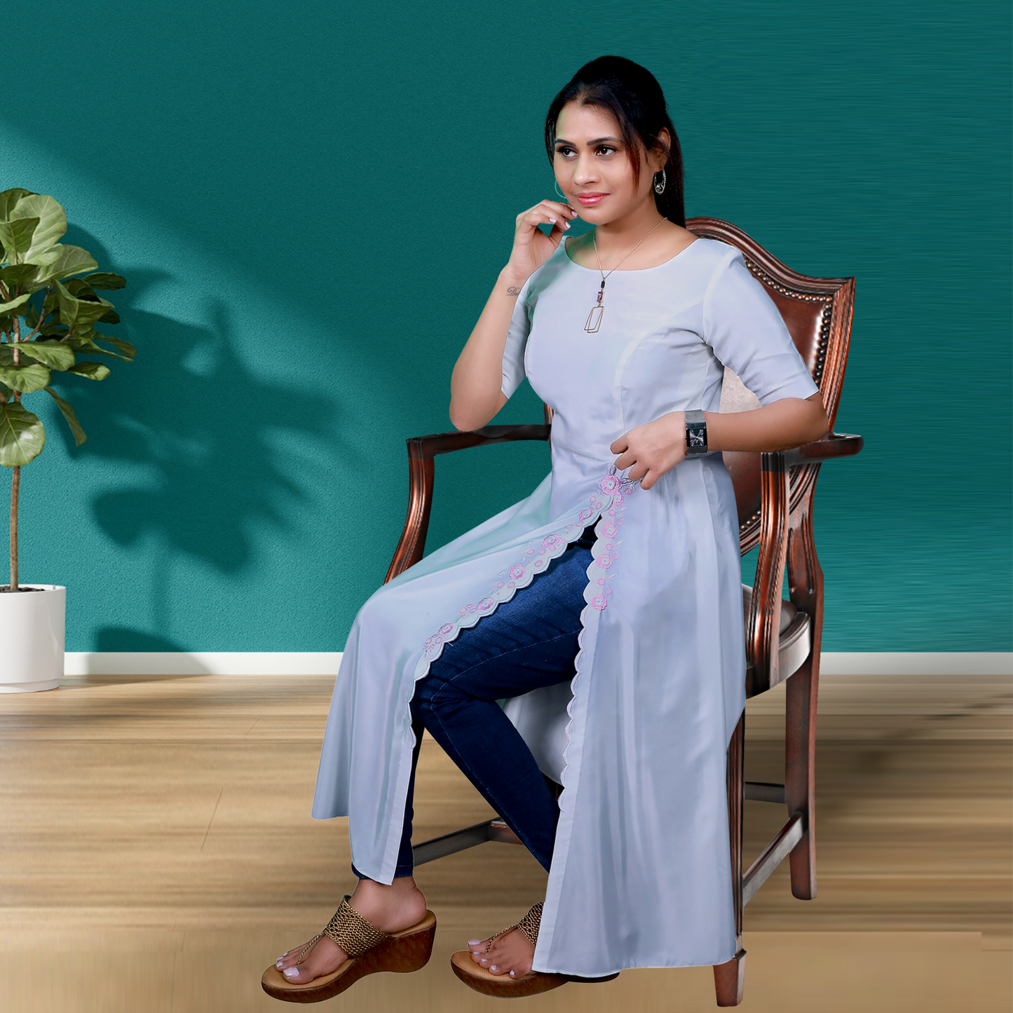 Elegant White Kurti with Side Slit