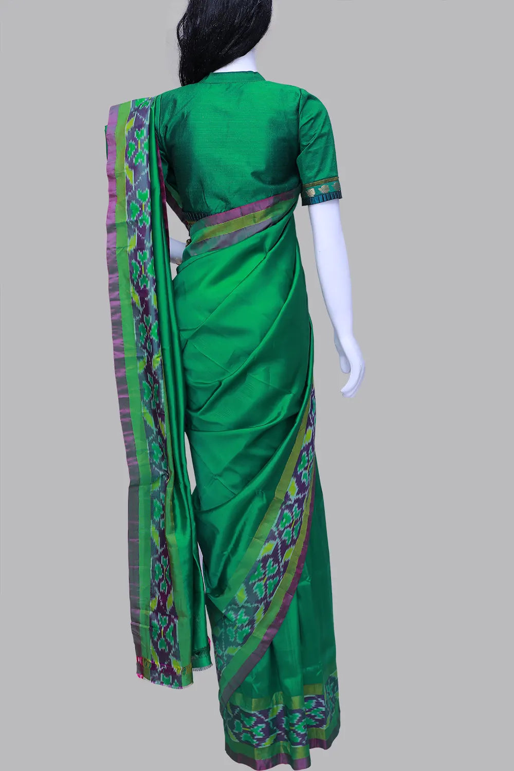 Green Ikkat Border Pattu Saree | Green Saree