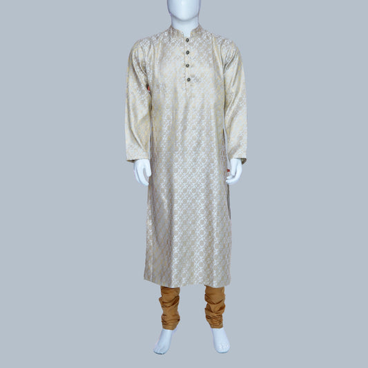 Cream Colored Banaras Kurta Pyjama Set | Cream Kurta Set