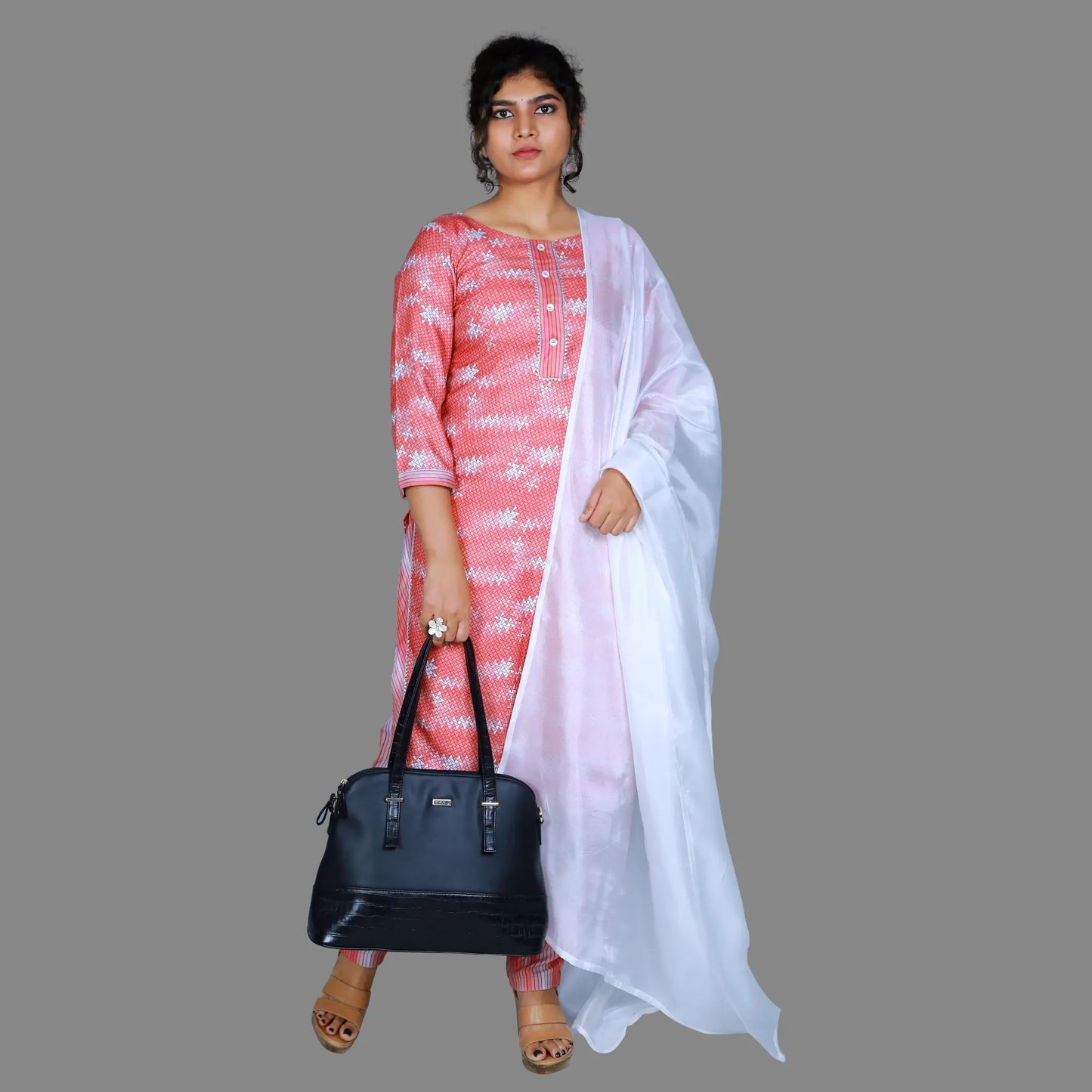 Round Neck Straight Fit Ethnic Kurti Set | S3SKD1080