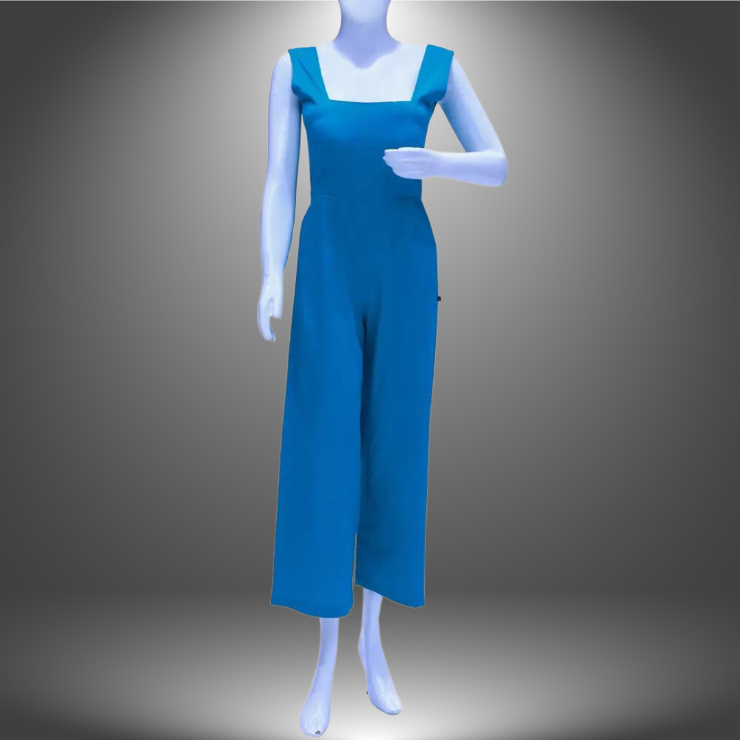 Blue Solid Sleeveless Jumpsuit | Blue Jumpsuit