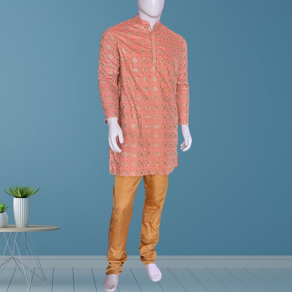Coral Pink - Mens Kurta Set