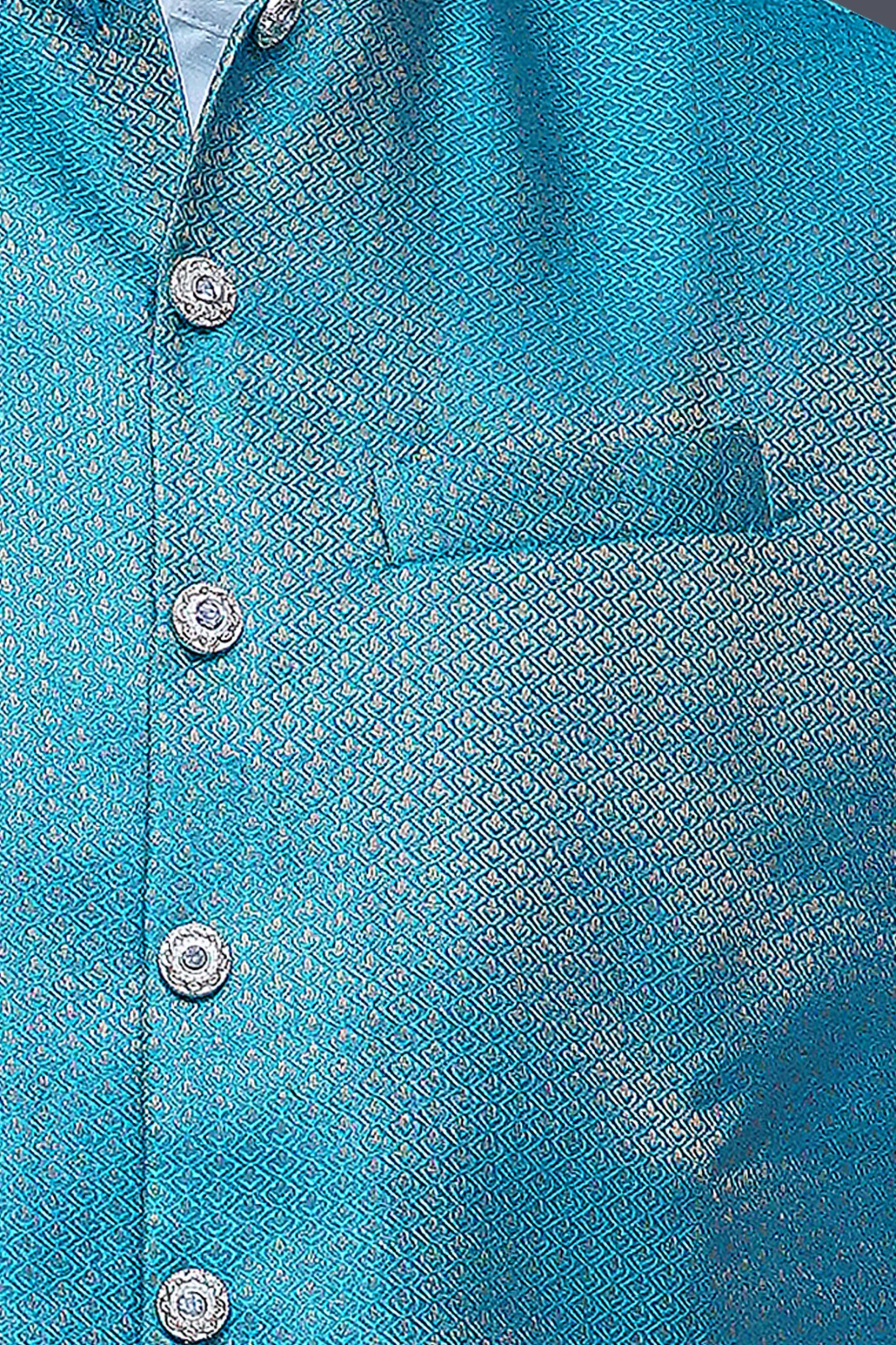 Sea Green Raw Silk Bundi Jacket Set