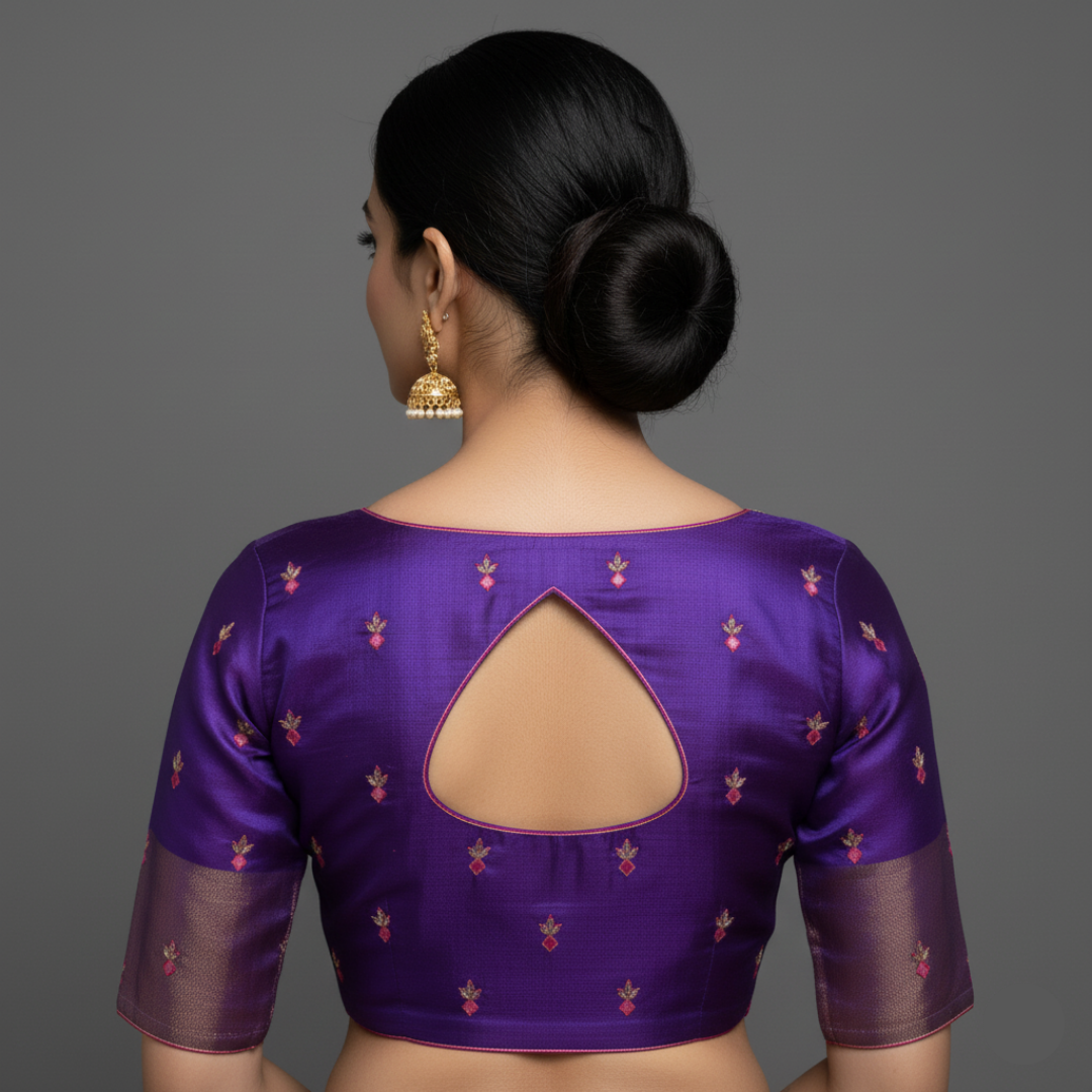 Stunning Azure Blue Blouse with Aari Embroidery