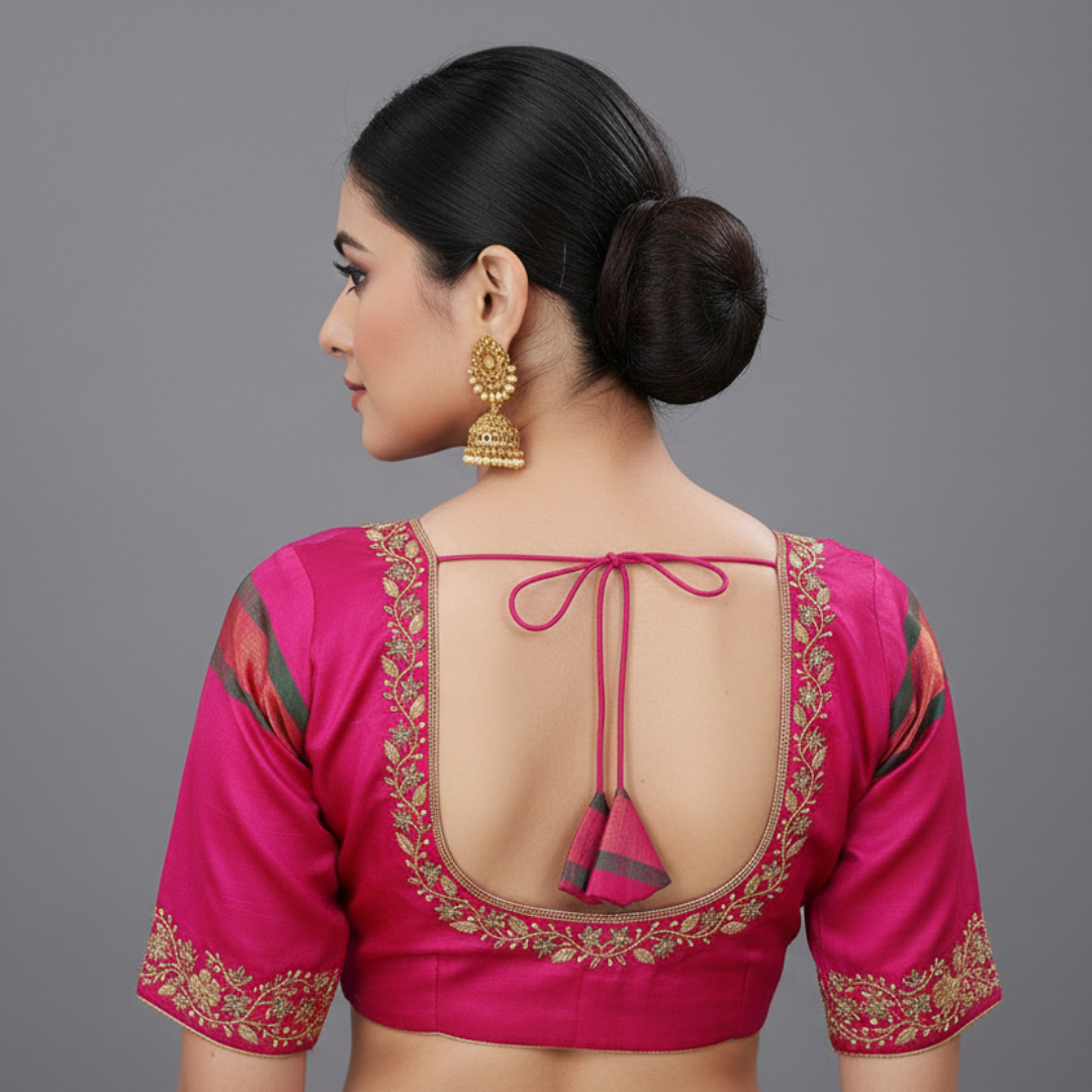 Pink Maggam Work Blouse | S3MB1