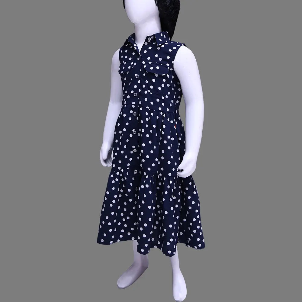 Blue Polka Dot Sleeveless Baby Girl Dress | Blue Polka Dot