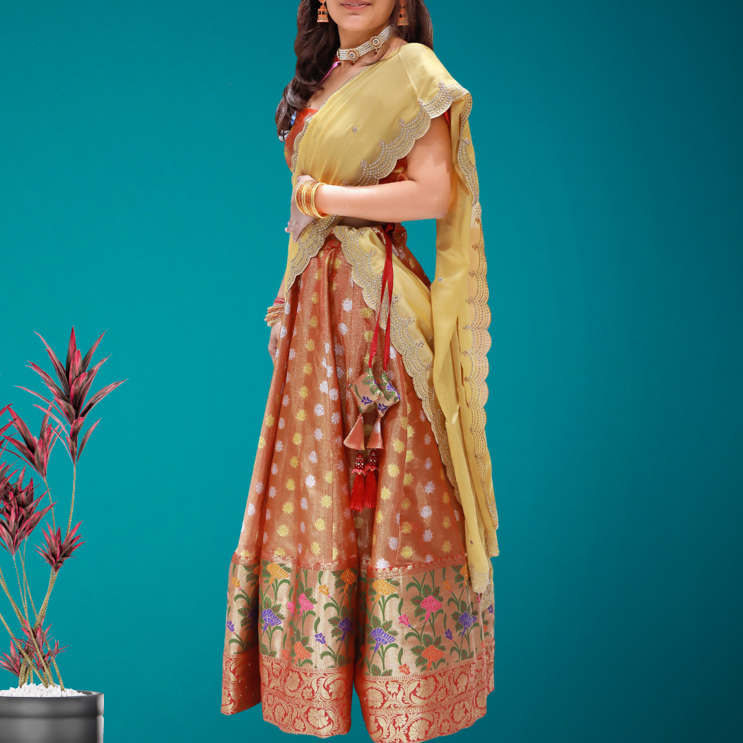 Rich Reddish-Brown Lehenga Choli Set β Traditional Grace with Modern Flair