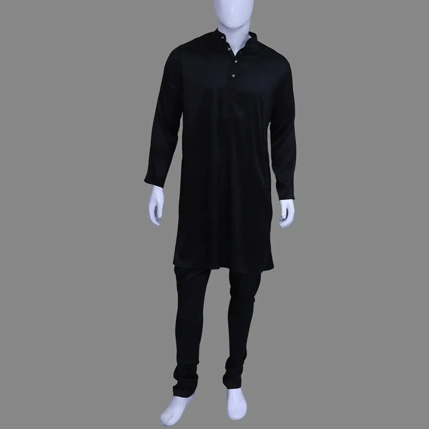 Men's Black High Neck Kurta Pyjama Set | S3SKP1045/A