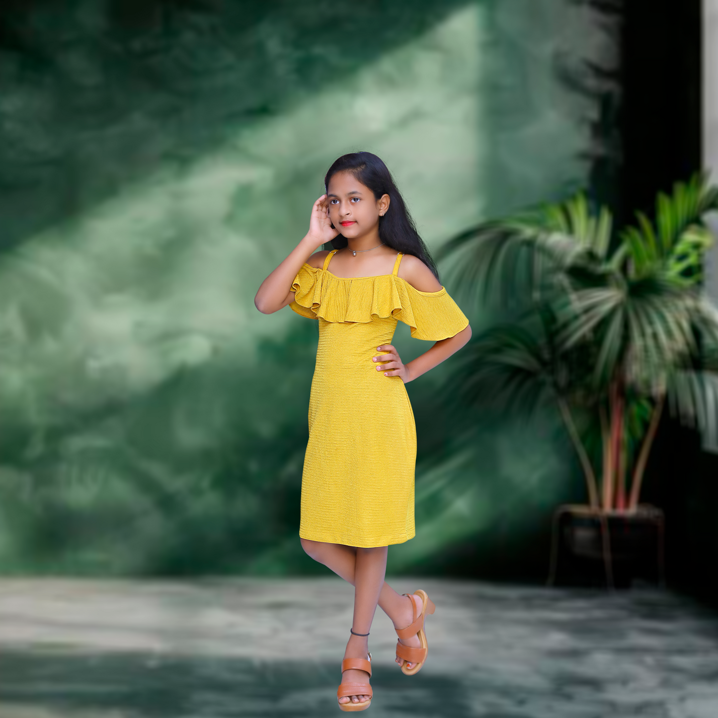 Mustard Yellow Lycra Western One-Piece