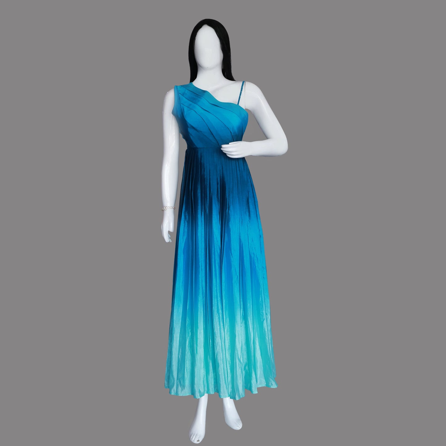 One Side Cold Shoulder Ombre Printed Gown | S3G1132