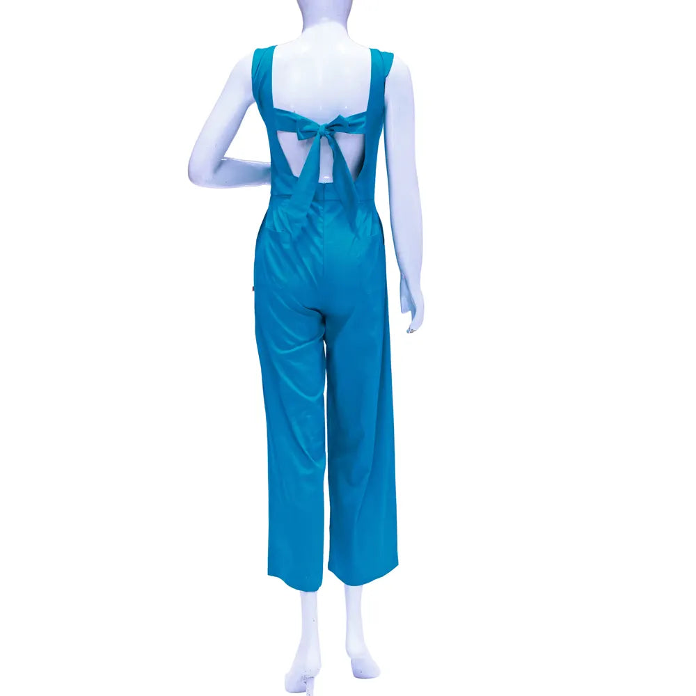 Blue Solid Sleeveless Jumpsuit | Blue Jumpsuit
