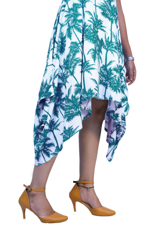 Blue Floral Print High low Gown | S3G797