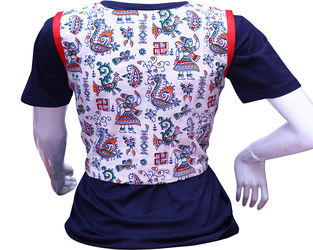 White Kalmkari Printed Sleeveless Blouse | S3M44