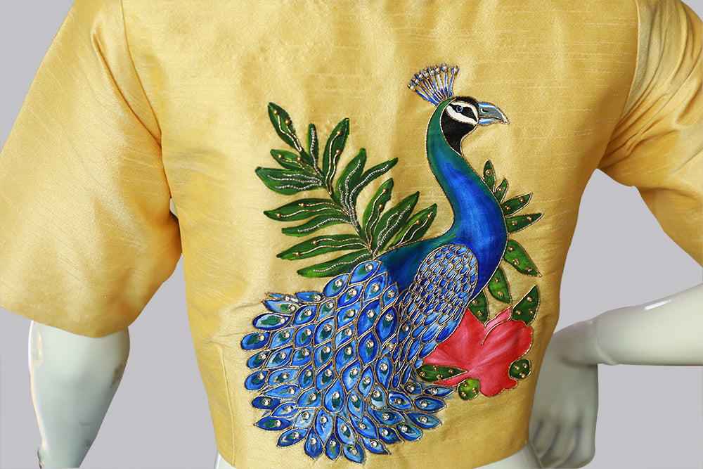 Pichwai Hand-Crafted Maggam Work Blouse – Regal Artistry in Every Thread | S3 Fashions| S3MB55