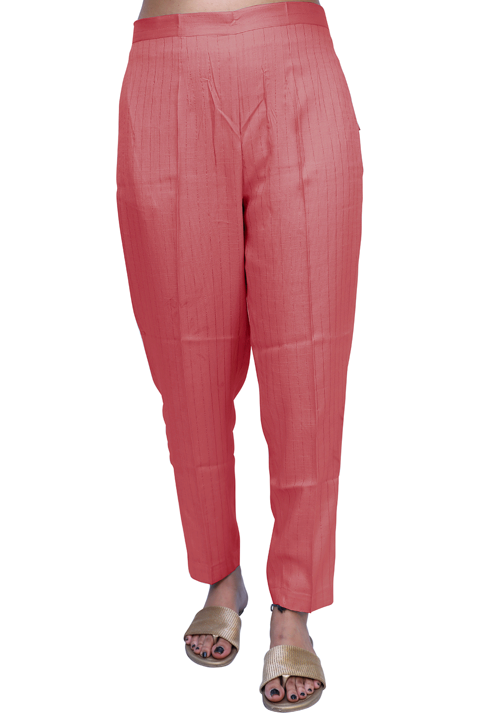 Regular Fit Women Pink Rayon Lurex Print Trousers | S3LPP779