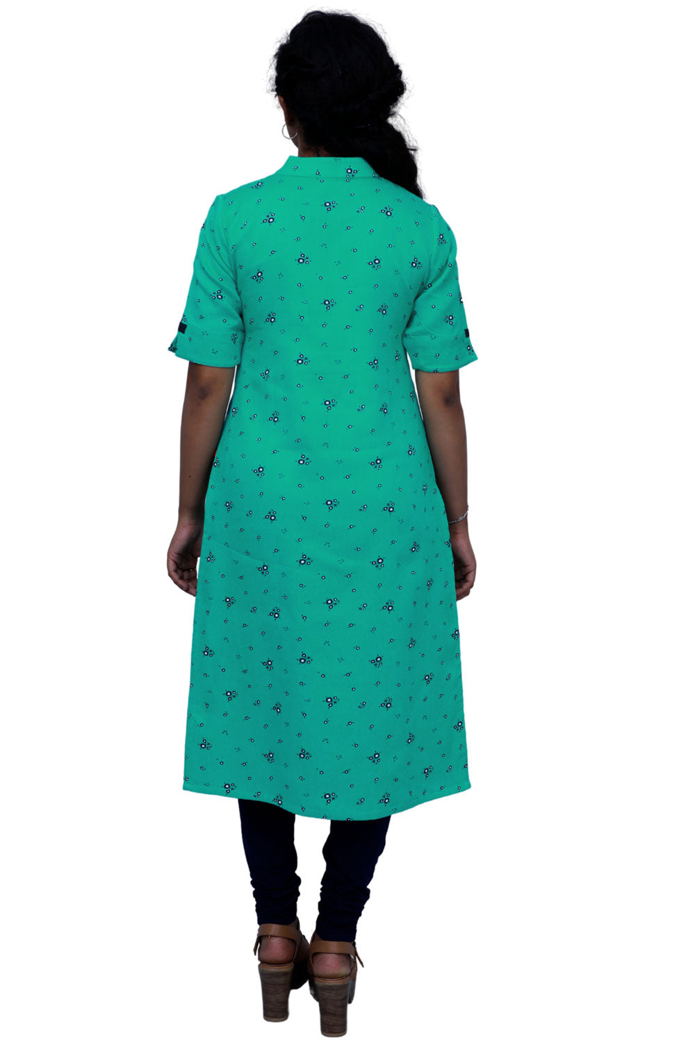 Women’s Green Floral Print Straight Kurta – Elegant Everyday Wear| S3X099