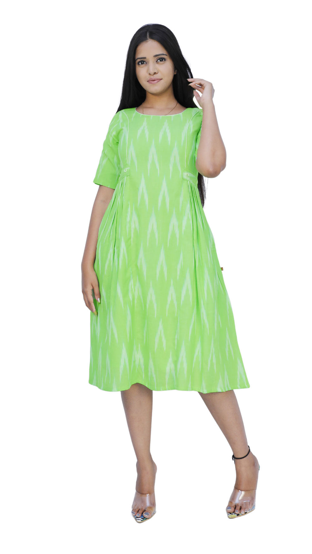 Women Ikkat Print A-Line Kurti | S3K594