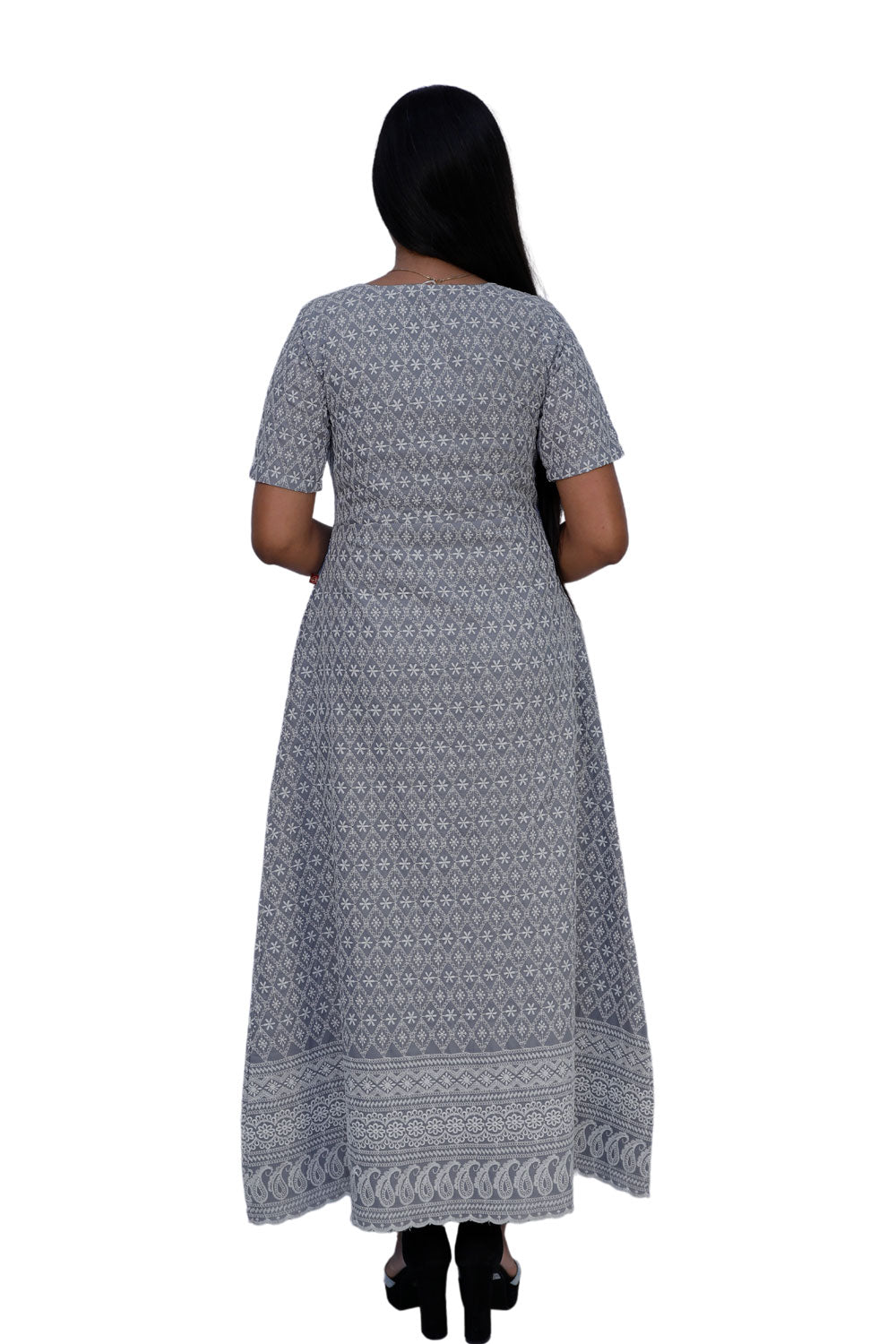 Women Chikan Embroidery Gown | S3G634