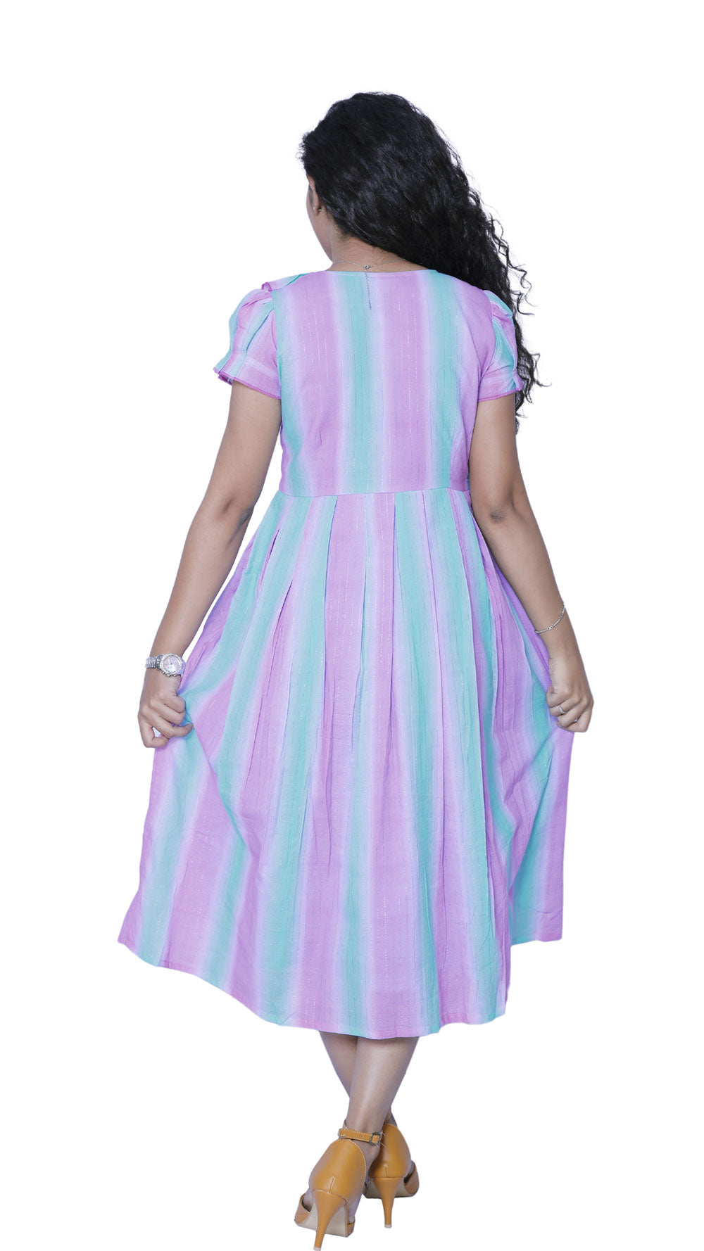Pink and Blue Ruffles gown | S3G700