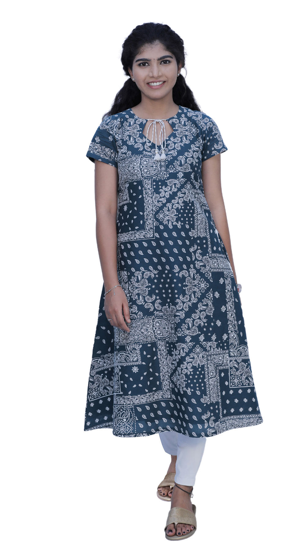 Women Paisley A-line Kurta( Navy Blue) | S3K551